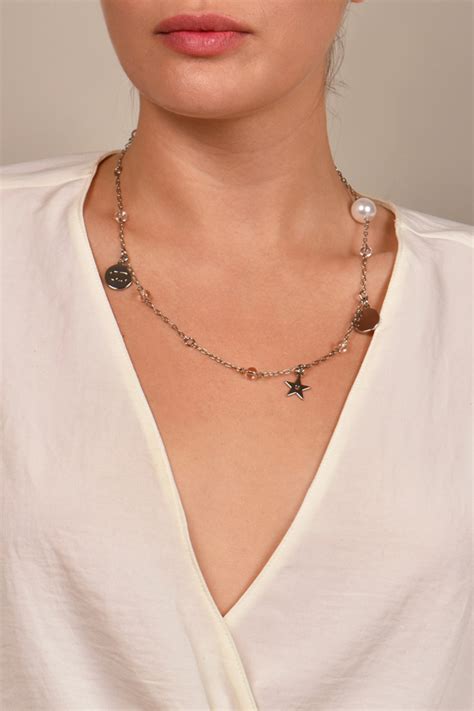 dior pearl necklaces|christian dior charm station necklace.